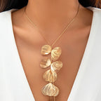 Flower Petal Pendant Choker Necklace – Y-Style Snake Chain for Weddings & Special Events