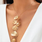 Flower Petal Pendant Choker Necklace – Y-Style Snake Chain for Weddings & Special Events
