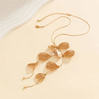 Flower Petal Pendant Choker Necklace – Y-Style Snake Chain for Weddings & Special Events